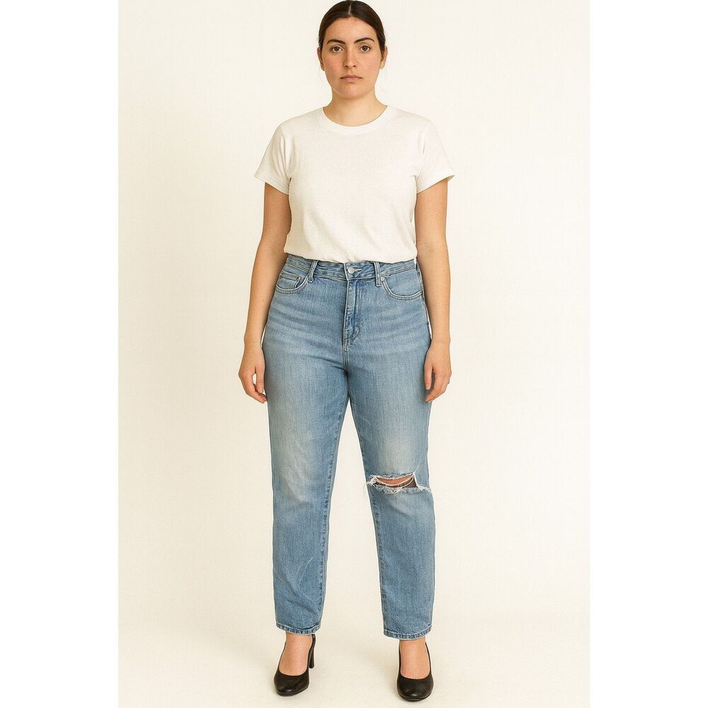 Gap Denim straight leg Distressed Light Wash Jeans size 28 Inseam 27 high waist